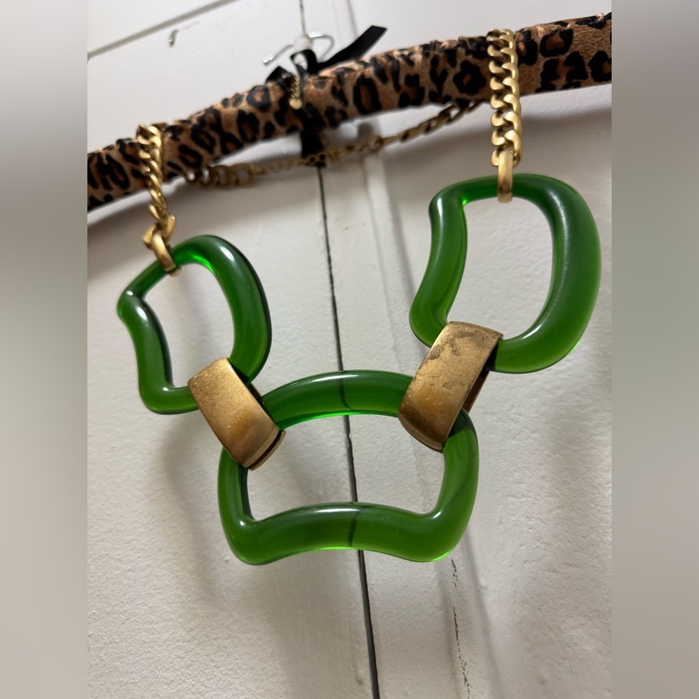 ZARA Green Contrast Chain Large Link Belt - Picture 3 of 4